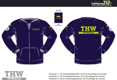 Full-Zip-Sweatshirt THW Nabburg (Motiv Standard) [e]